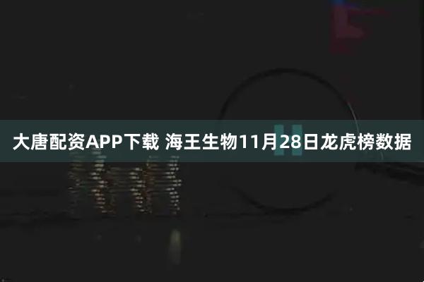 大唐配资APP下载 海王生物11月28日龙虎榜数据