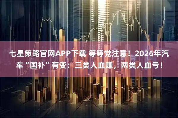 七星策略官网APP下载 等等党注意！2026年汽车“国补”有变：三类人血赚，两类人血亏！