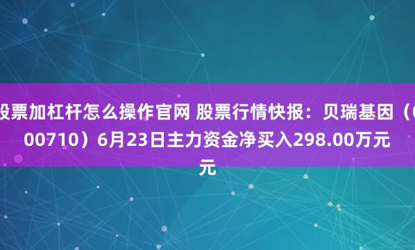 股票加杠杆怎么操作官网 股票行情快报：贝瑞基因（000710）6月23日主力资金净买入298.00万元