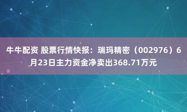 牛牛配资 股票行情快报：瑞玛精密（002976）6月23日主力资金净卖出368.71万元