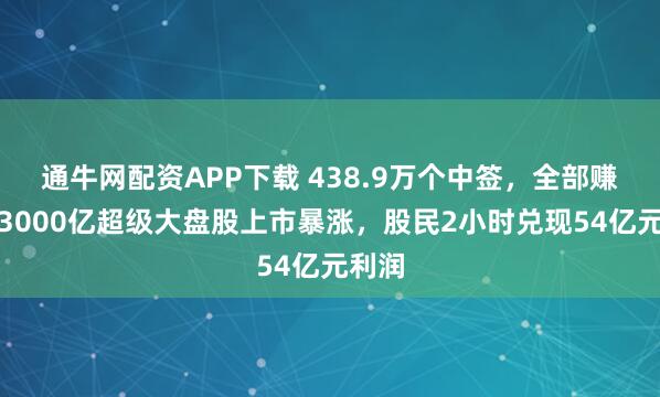 通牛网配资APP下载 438.9万个中签，全部赚钱！3000亿超级大盘股上市暴涨，股民2小时兑现54亿元利润